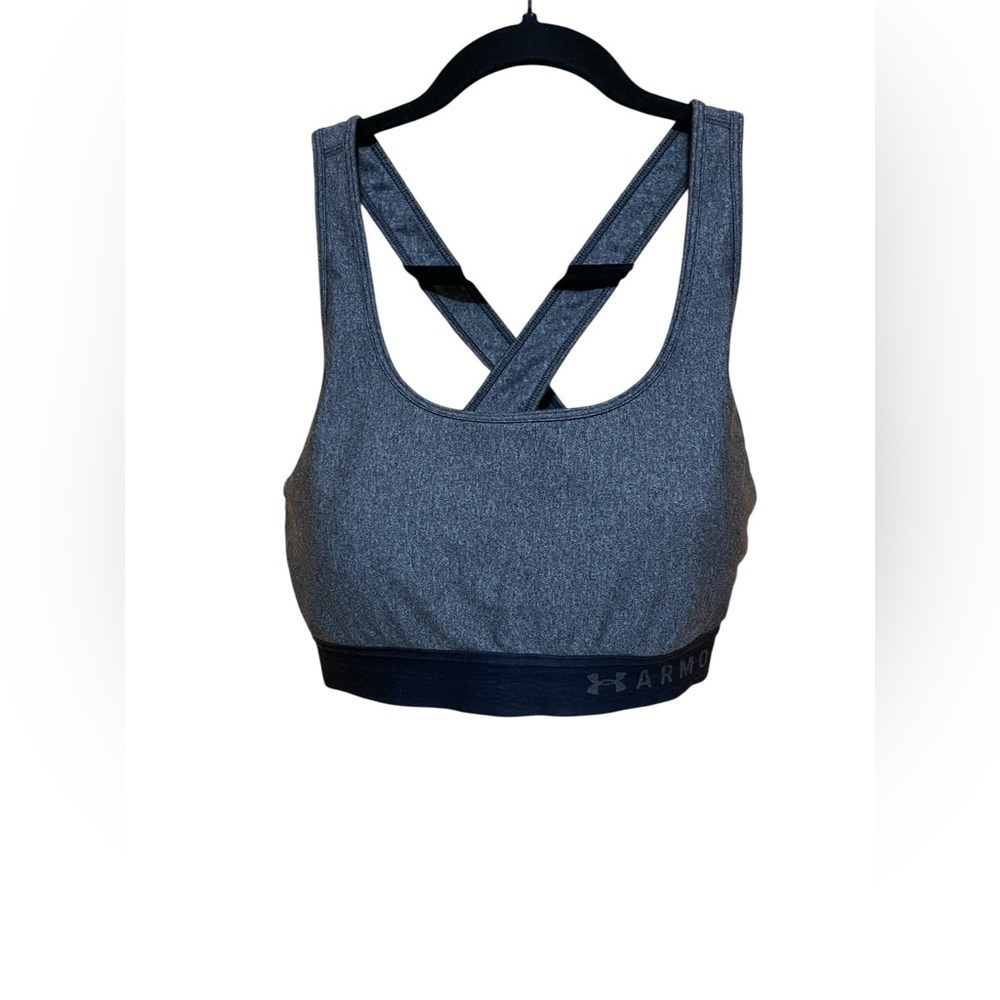 Under Armour Gray with Black Band XL Padded Sports Workout Bra.